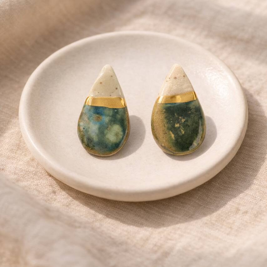 Pendientes Lágrima Musgo