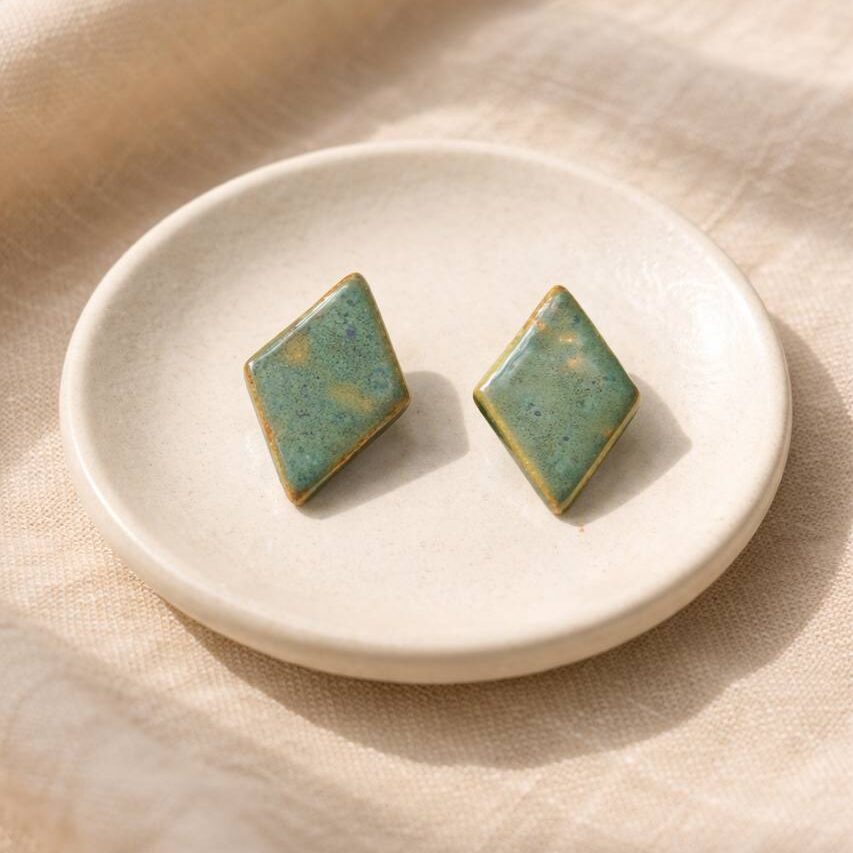Pendientes Losange Musgo