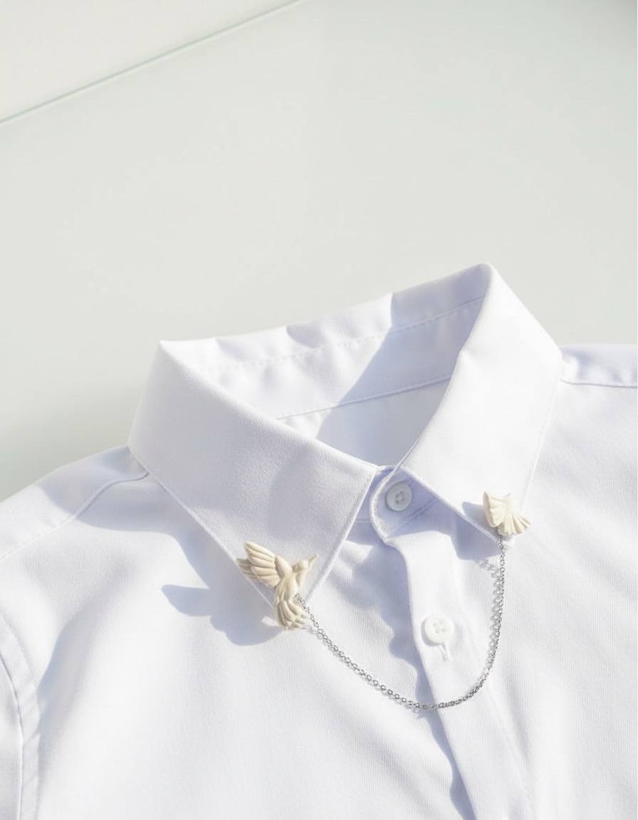 Colibrí y Ginkgo Collar Pin - Imagen 2